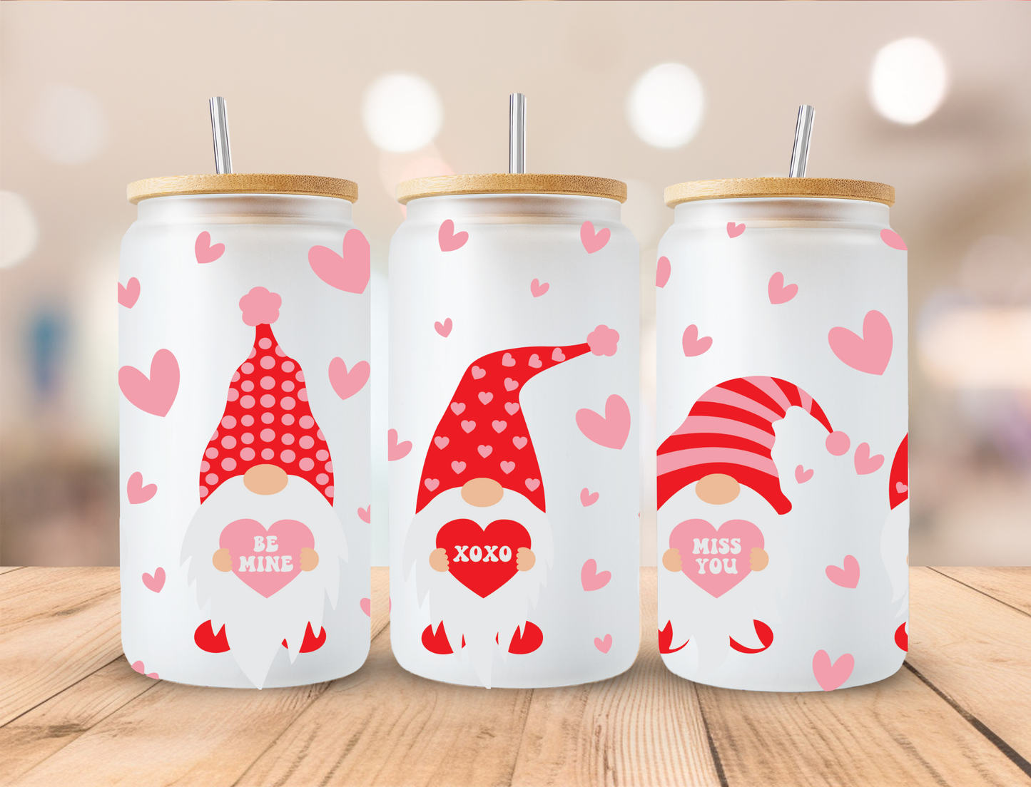 Valentines Gnome - 16 oz / 20 oz Libby UV DTF Wrap