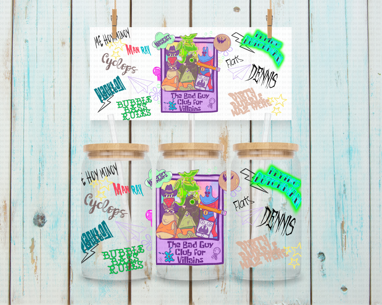 Club For villains - 16 oz / 20 oz Libby UV DTF Wrap Moon Made EXCLUSIVE