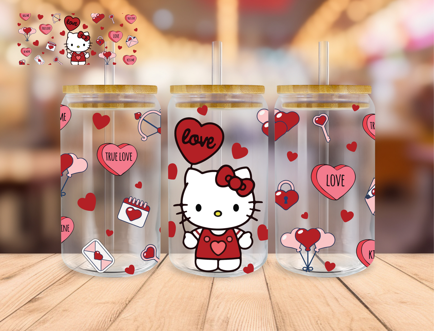 Love Kitty - 16 oz / 20 oz Libby UV DTF Wrap