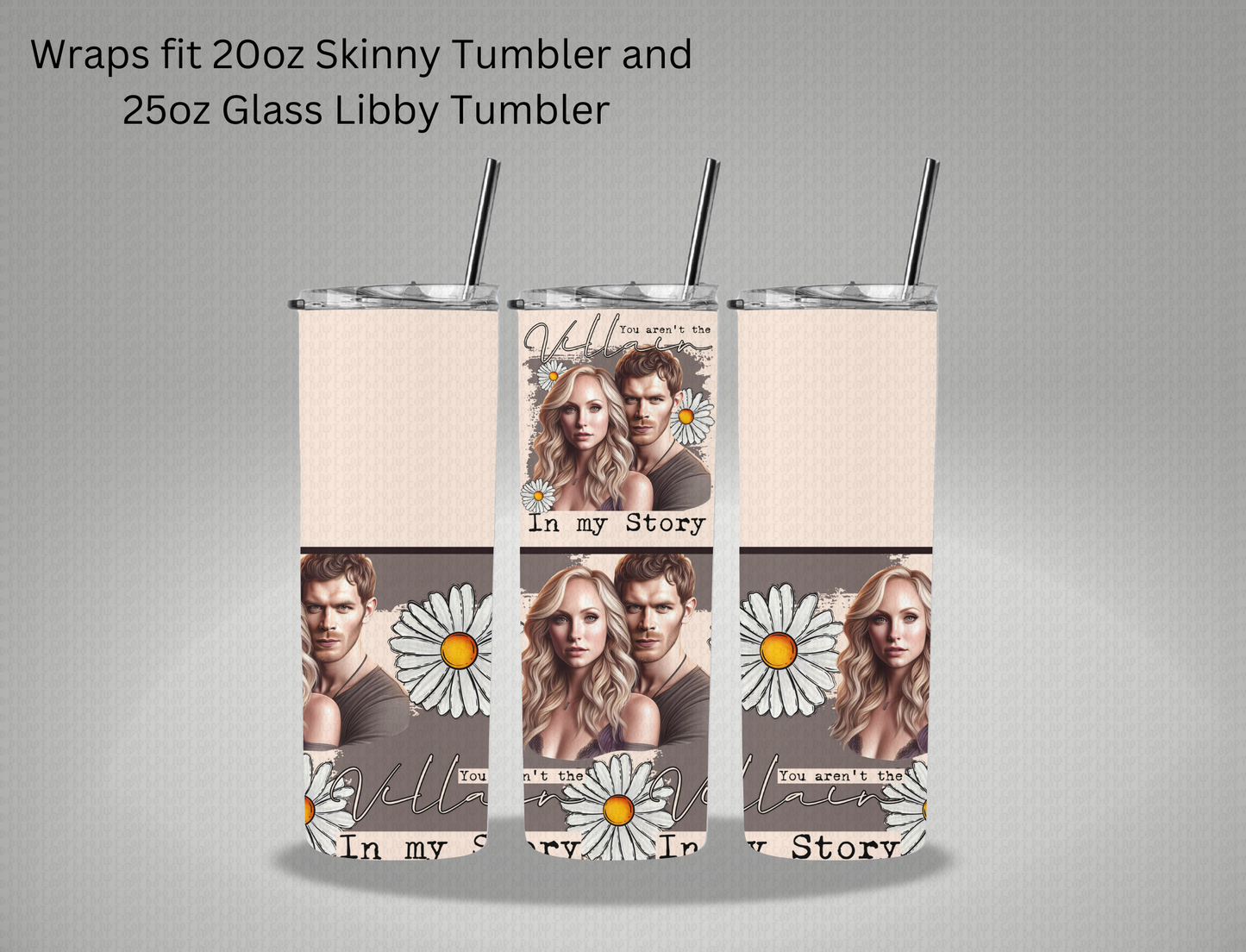 Klaus Vampire Couple - 20oz Skinny Tumbler / 25 Oz Glass Tumbler Wrap CSTAGE EXCLUSIVE