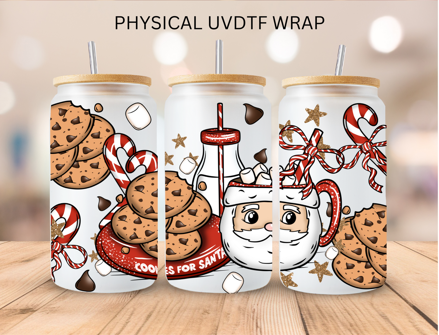 Santa Mug And Cookies - 16 oz / 20 oz Libby UV DTF Wrap
