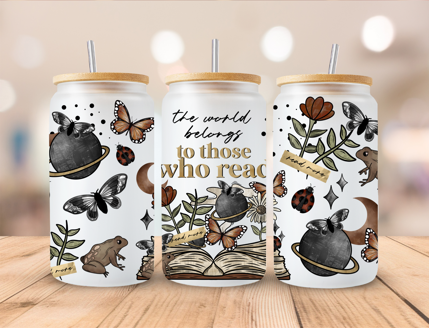 The World Belongs To Those Who Read - 16 oz / 20 oz Libby UV DTF Wrap CERRAS EXCLUSIVE DESIGN