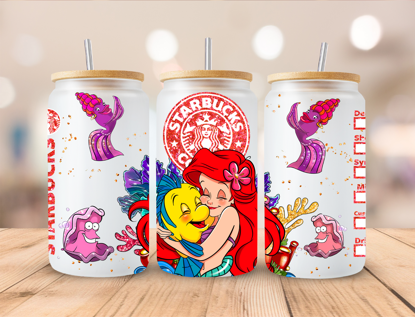 Crab Princess Coffee SB (2) - 16 oz / 20 oz Libby UV DTF Wrap