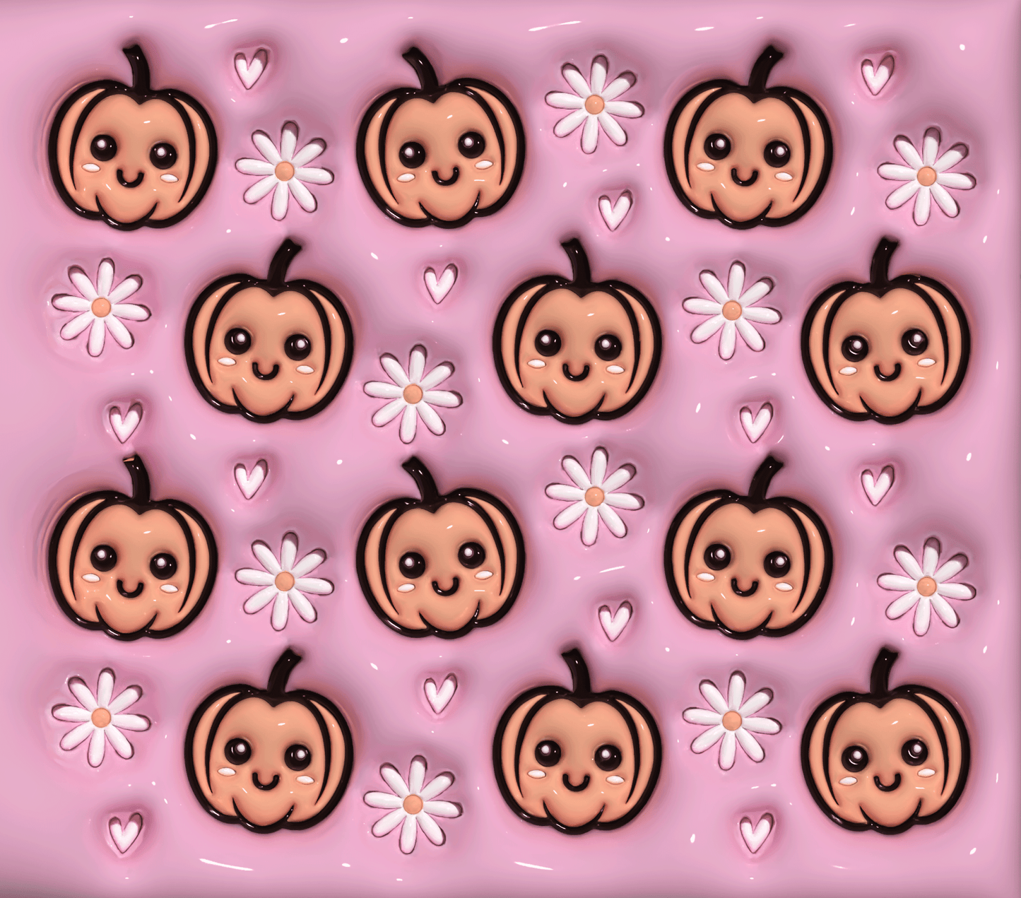 Puff Inflated Halloween Pumpkins and Flowers - 20 Oz Sublimation Transfer