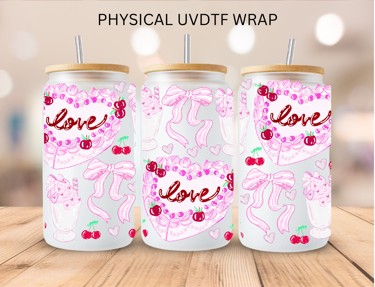 Valentines Love Heart Cakes - 16 oz / 20 oz Libby UV DTF