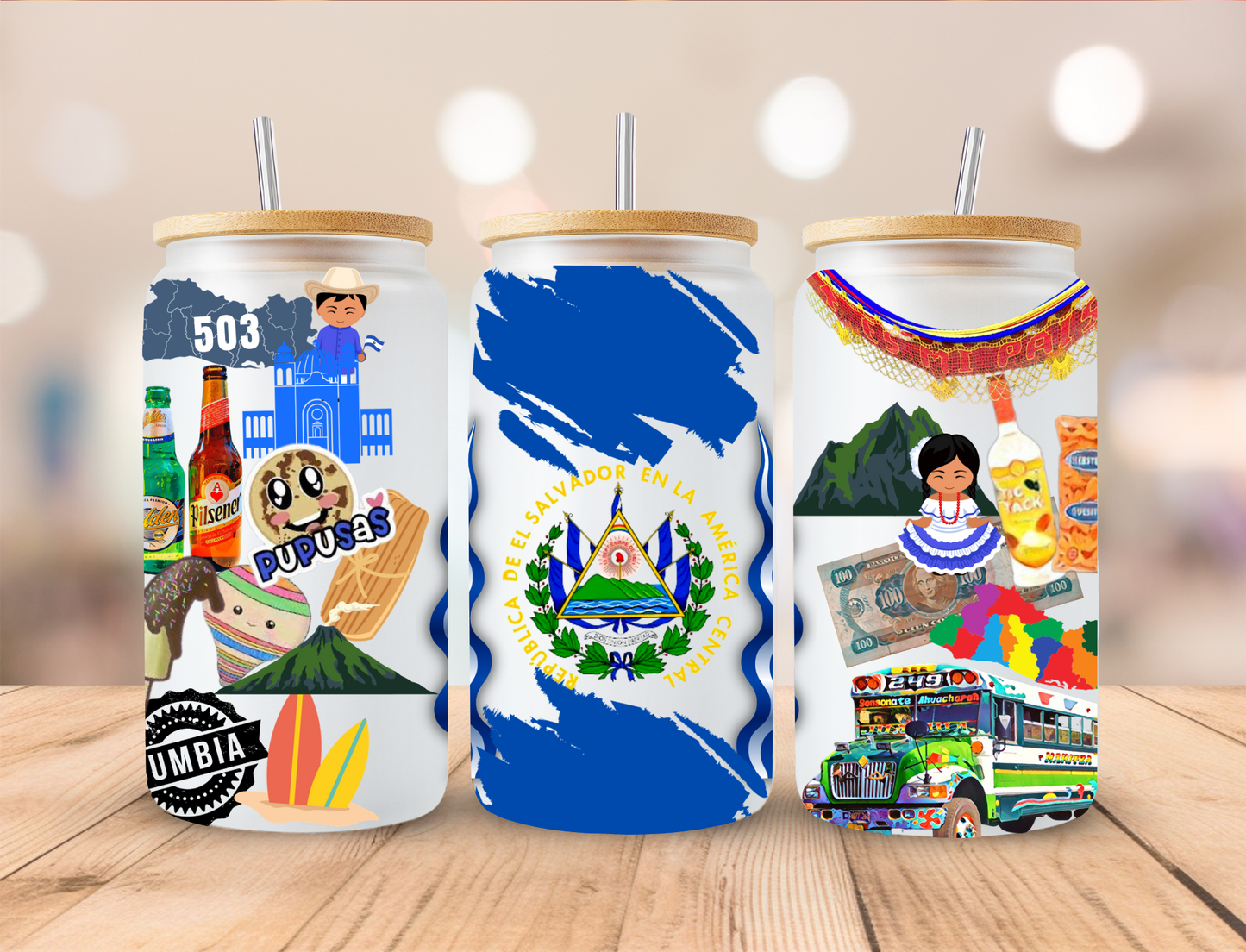 Colombia Pupusas - 16 oz / 20 oz Libby UV DTF Wrap