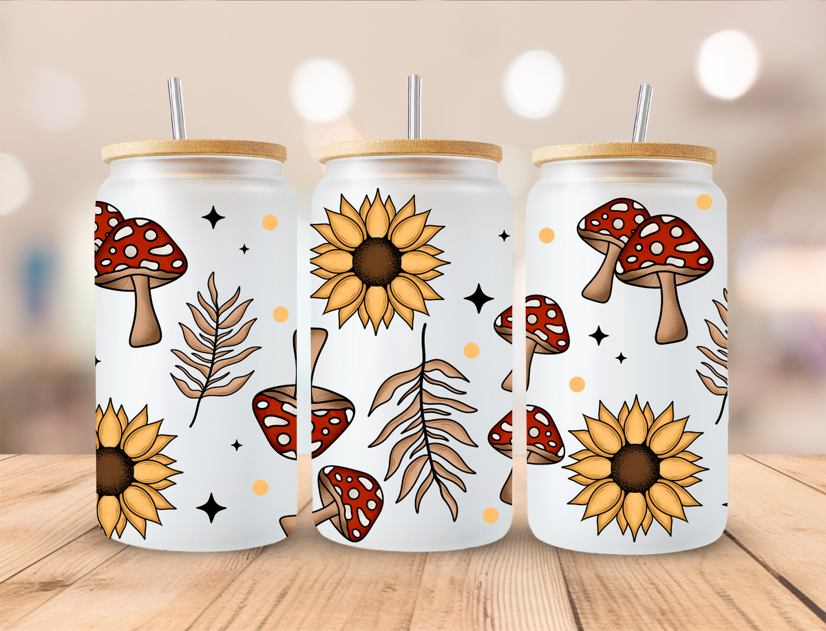 Shrooms And Sunflowers - Libby UV DTF Wrap EXCLUSIVE DESIGNED
