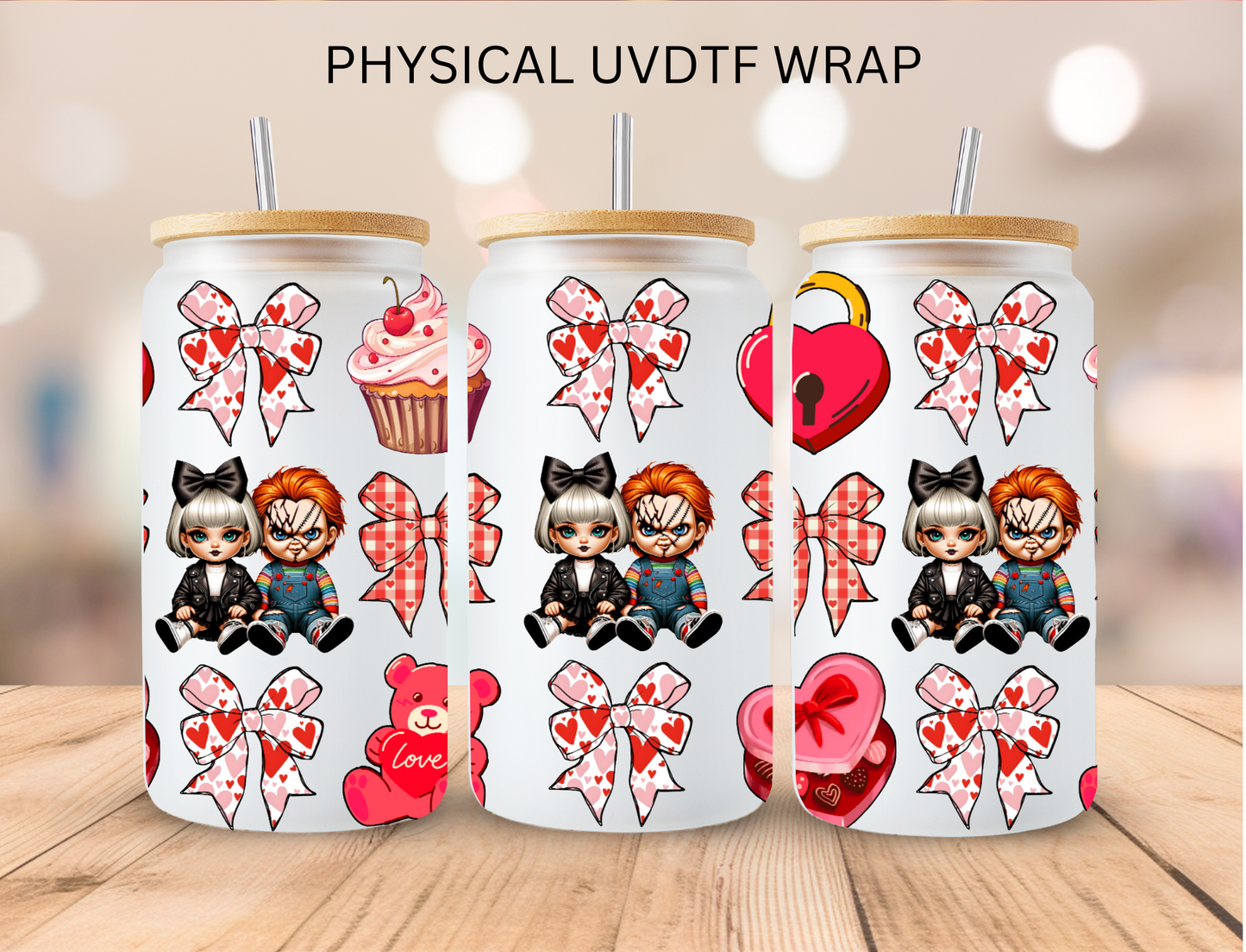 Valentines Cupid Chucky and Bride - 16 oz / 20 oz Libby UV DTF