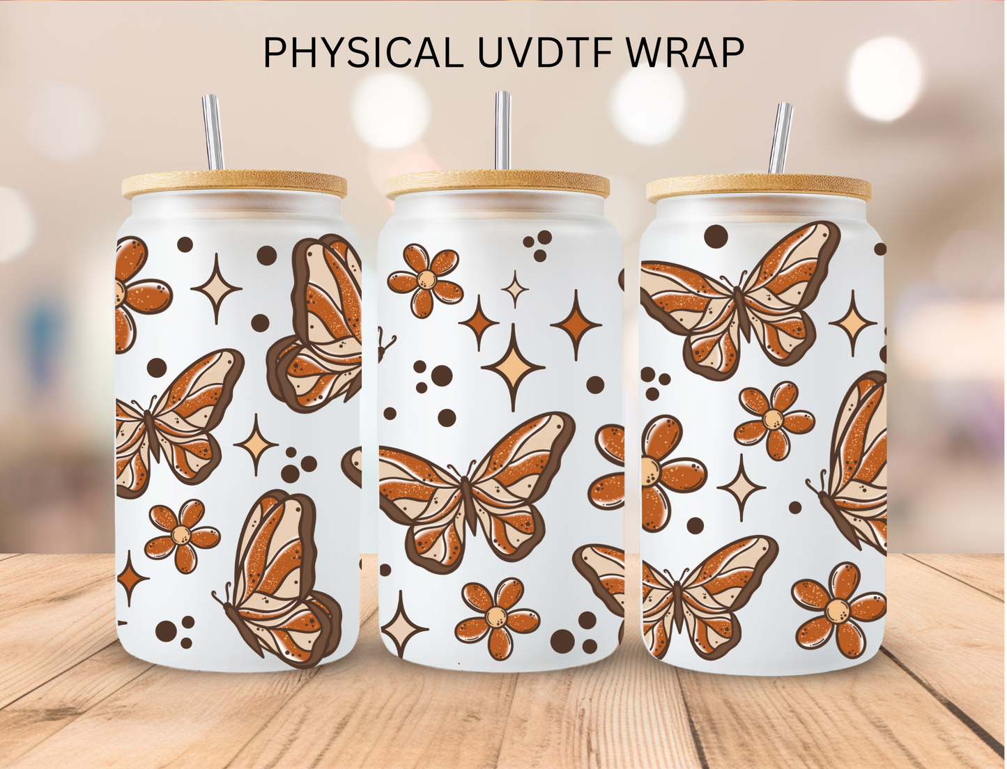 Fall Butterflies - 16 oz / 20 oz Libby UV DTF Wrap