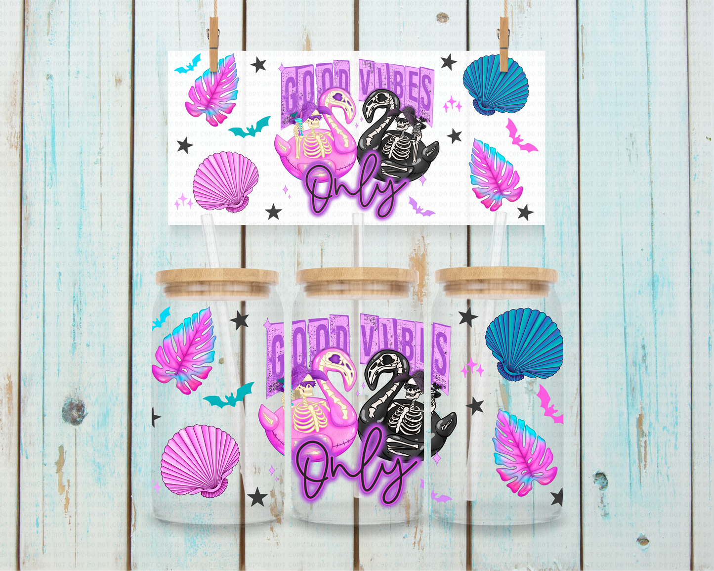 Good Vibes Only - 16 oz / 20 oz Libby UV DTF Wrap Moon Made EXCLUSIVE