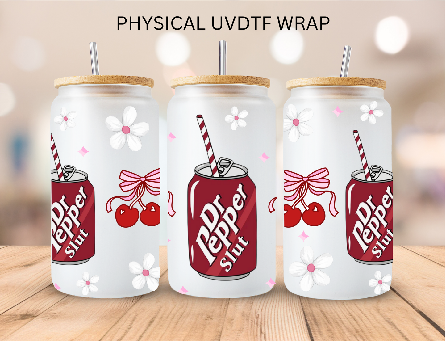 Daisy Cherry Dr P Soda- 16 oz / 20 oz Libby UV DTF