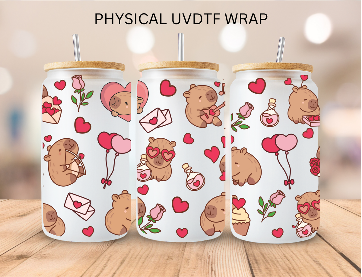 Valentines Capy Bara - 16 oz / 20 oz Libby UV DTF