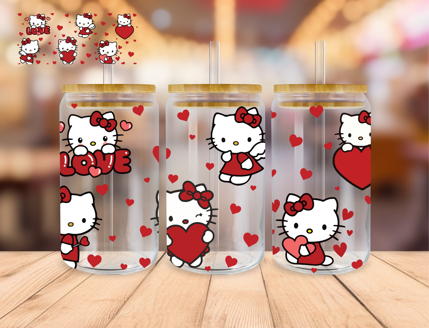 Love kitty - 16 oz / 20 oz Libby UV DTF Wrap