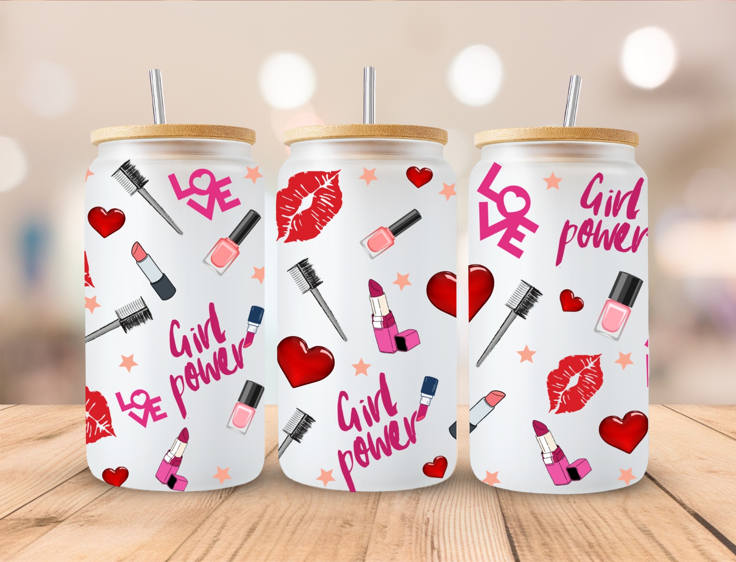 Makeup Girl Power - 16 oz / 20 oz Libby UV DTF Wrap