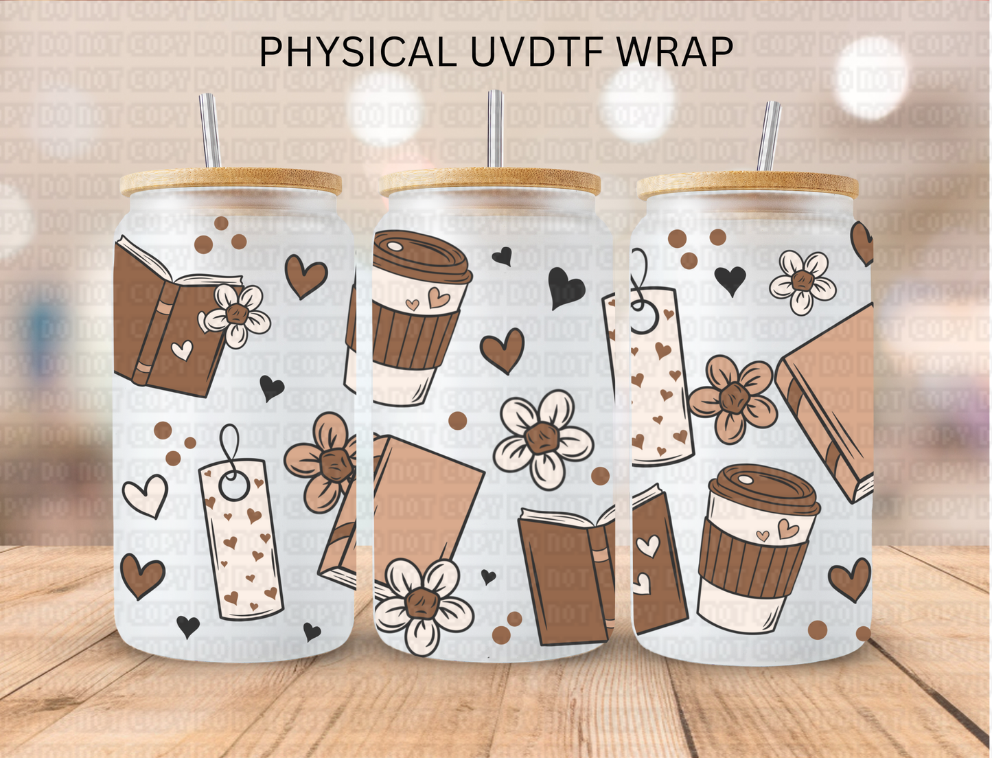 School Neutral Books And Coffee - 16 oz / 20 oz Libby UV DTF