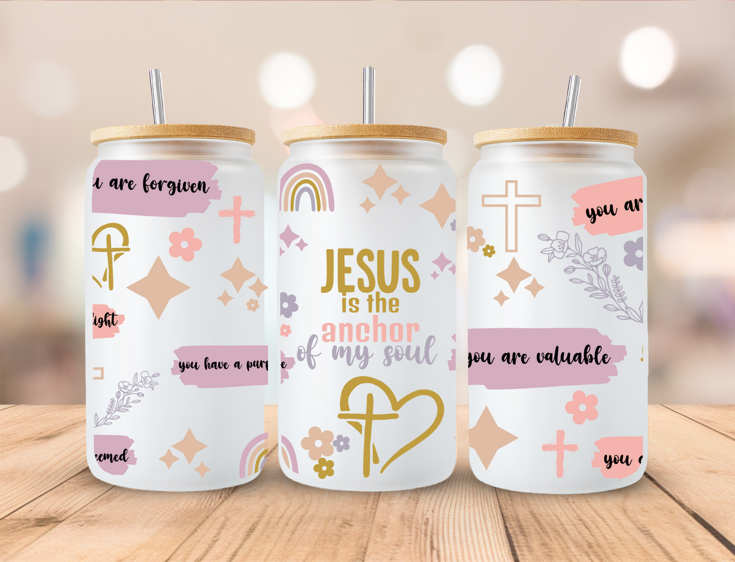 Faith Anchor - 16oz Libby UV DTF Wrap