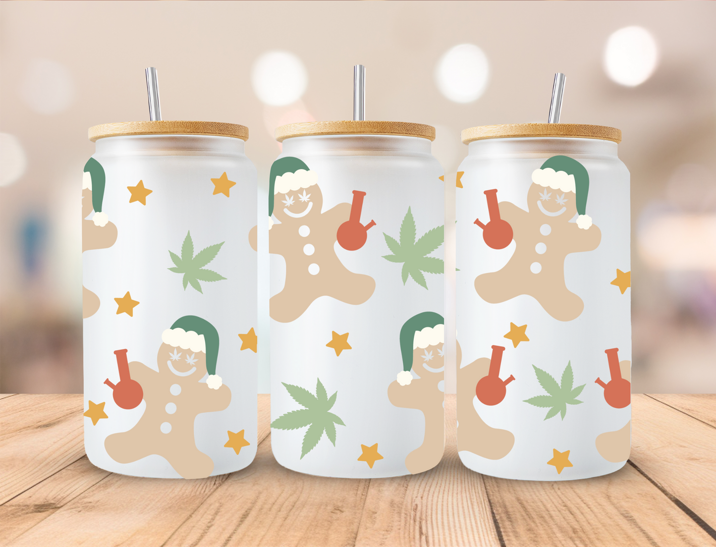 Christmas 420 Gingerbread - 16oz Libby UV DTF Wrap