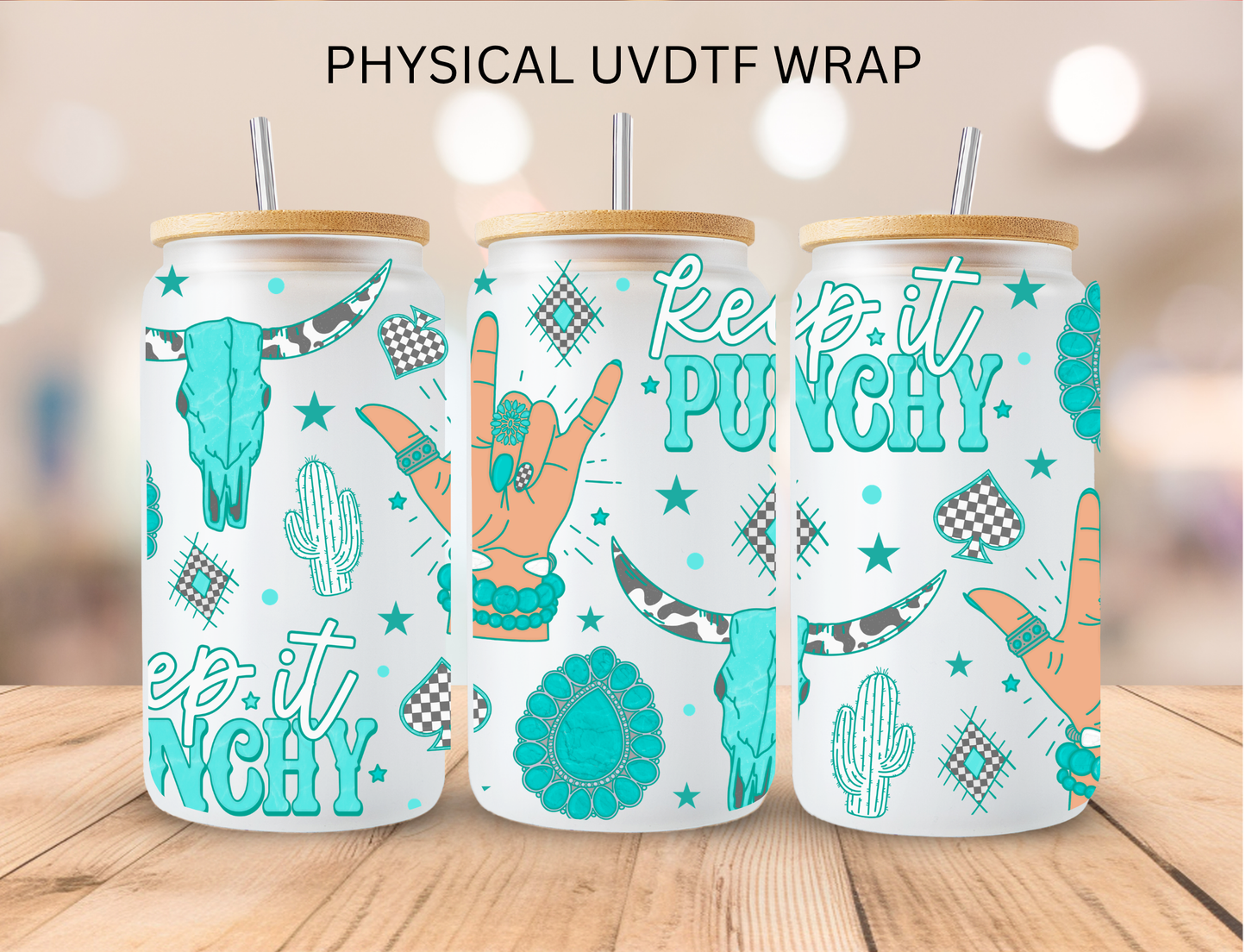 Blue Keep It Punchy - 16 oz / 20 oz Libby UV DTF Wrap
