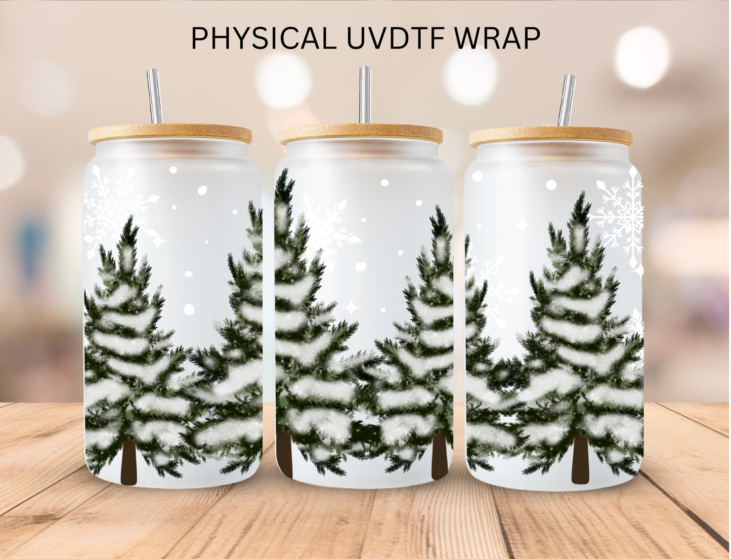 Christmas Winter Trees - 16 oz / 20 oz Libby UV DTF Wrap