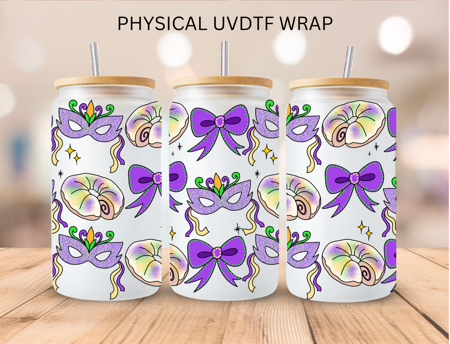 Mardi Gras Masks - 16 oz / 20 oz Libby UV DTF