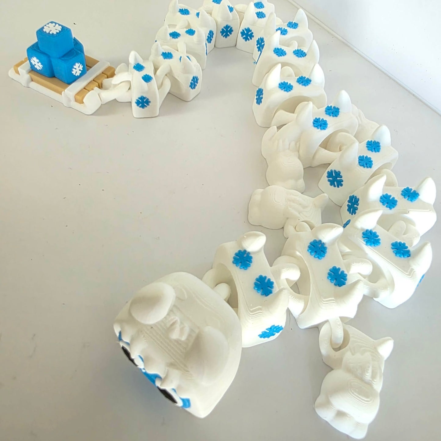 Articulated Flexi Christmas Yeti Dragon Poseable 3D Printed Toy