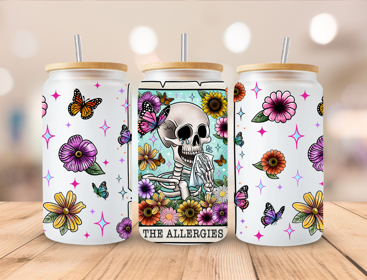 Skellie The Allergies - 16 oz / 20 oz Libby UV DTF Wrap GRAVITEES EXCLUSIVE DESIGN