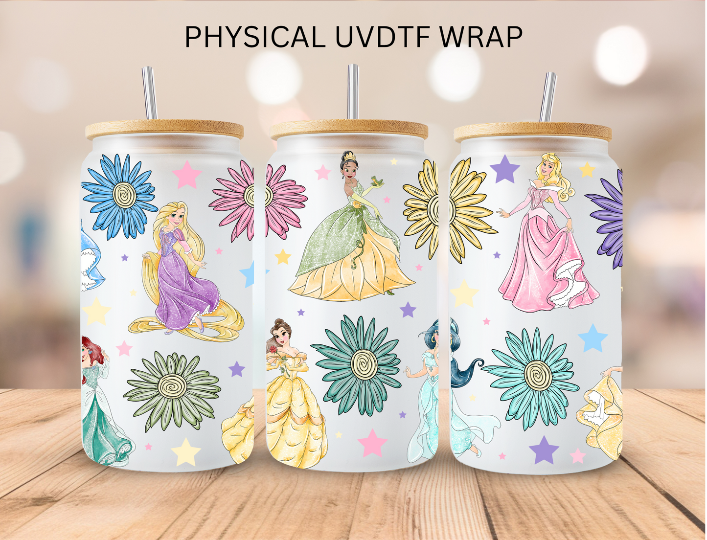 Floral Princesses - 16 oz / 20 oz Libby UV DTF Wrap