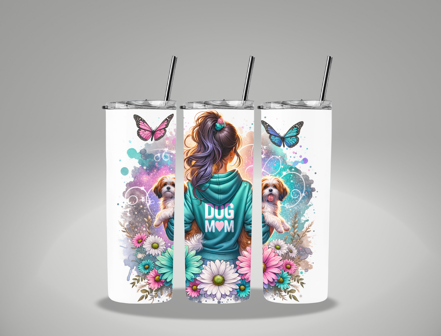 Floral Dog Mom - 20oz Skinny Tumbler Wrap