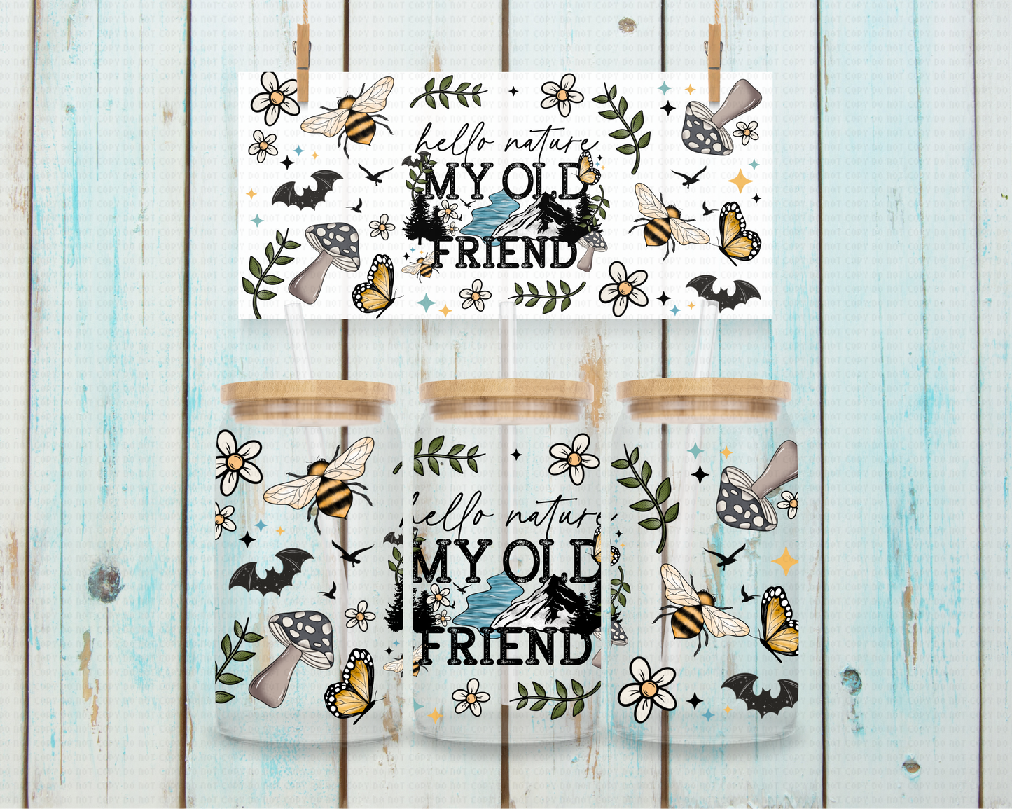 Hello Nature My Old Friend - 16 oz / 20 oz Libby UV DTF Wrap Cerra EXCLUSIVE