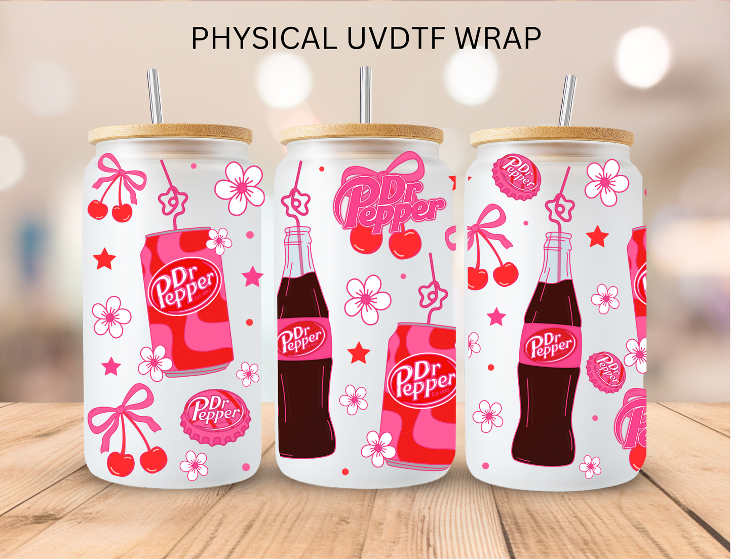 Floral Cherries Pepper - 16 oz / 20 oz Libby UV DTF Wrap