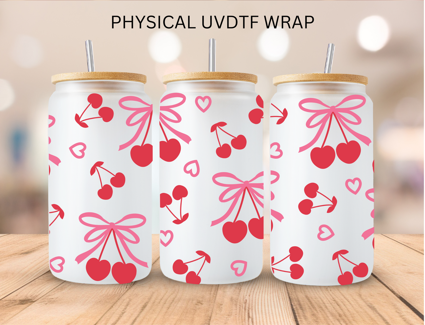 Coquette Cherry - 16 oz / 20 oz Libby UV DTF Wrap