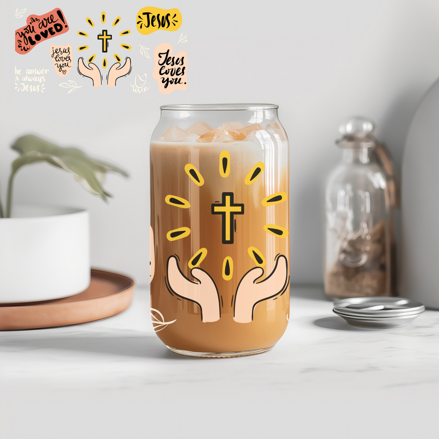 Christian Faith 4 - 16 oz Libby UV DTF Wrap