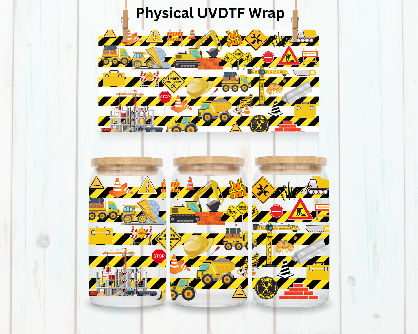 Construction Trucks - 16 oz / 20 oz Libby UV DTF