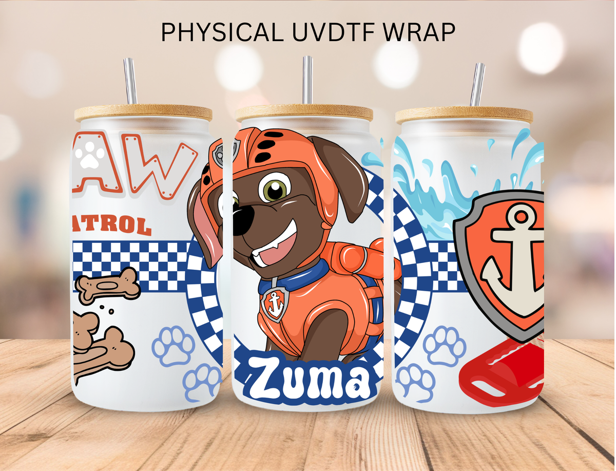 Orange Firefighter Dog - 16 oz / 20 oz Libby UV DTF