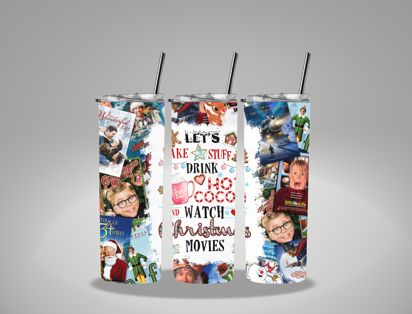 Christmas Movies - 20oz Skinny Tumbler / 25 Oz Glass Tumbler Wrap