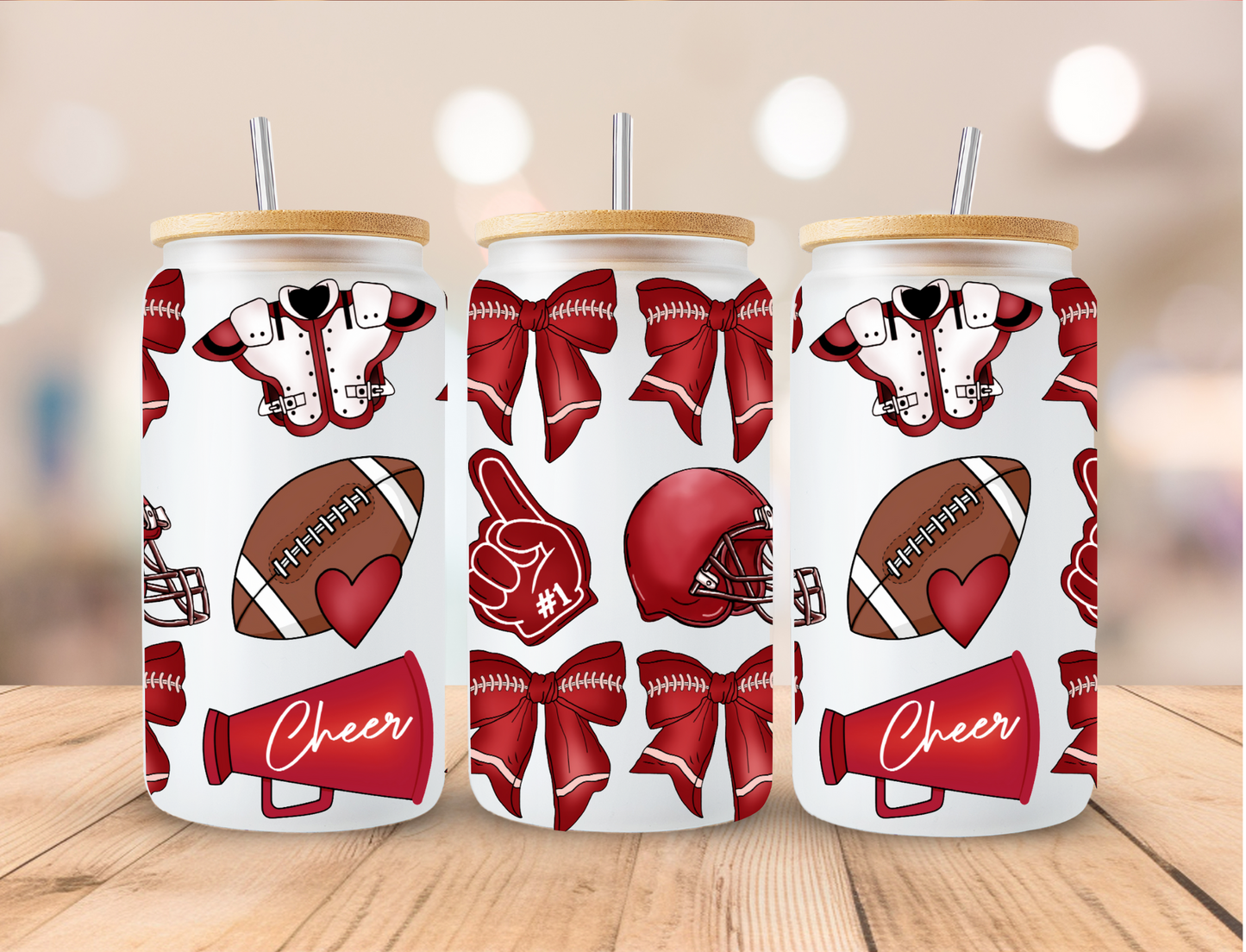 Alabama Roll Tide Coquette Ver 2 Football - 16 oz / 20 oz Libby UV DTF Wrap Exclusive to SGC