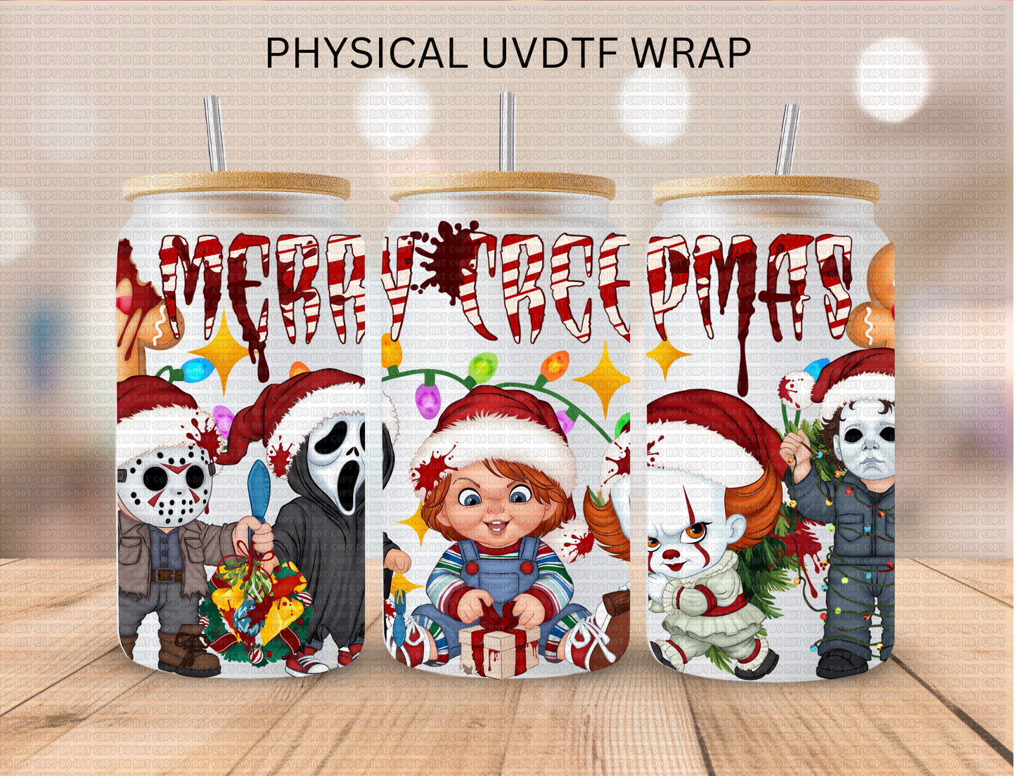 Christmas Merry Creepmas - 16 oz / 20 oz Libby UV DTF Wrap