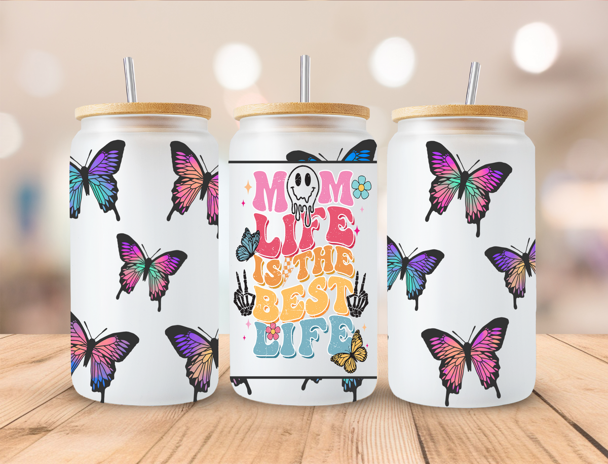Mother's Day Mom Life Is The Best Life - 16 oz / 20 oz Libby UV DTF Wrap