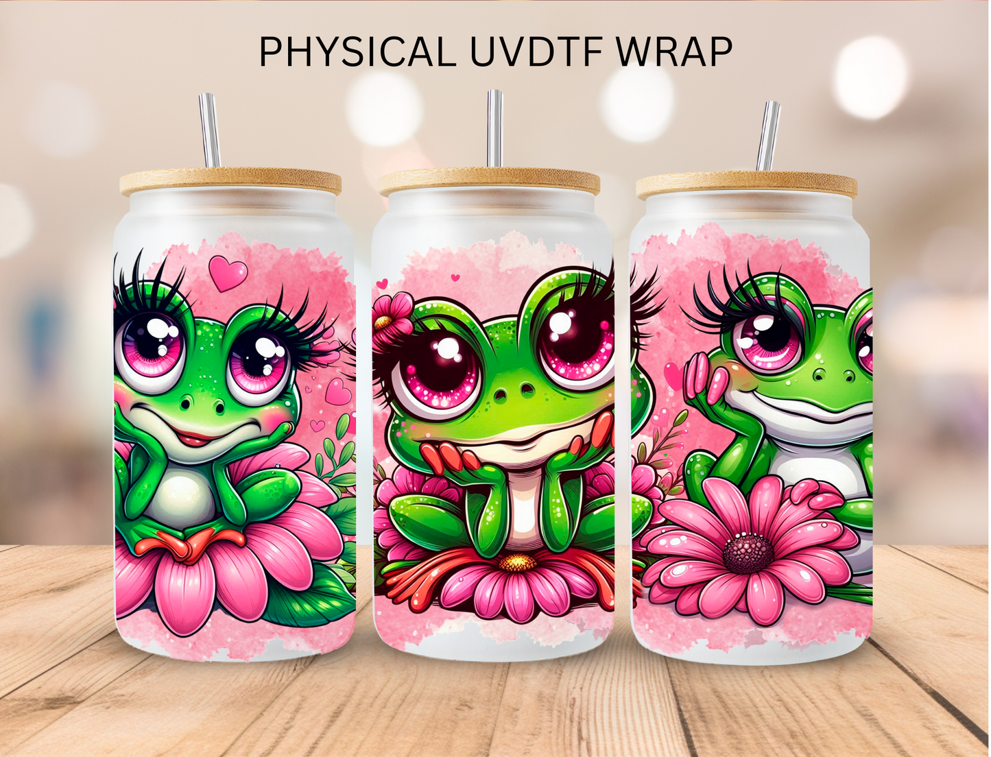 Pink Feminine Frogs - 16 oz / 20 oz Libby UV DTF