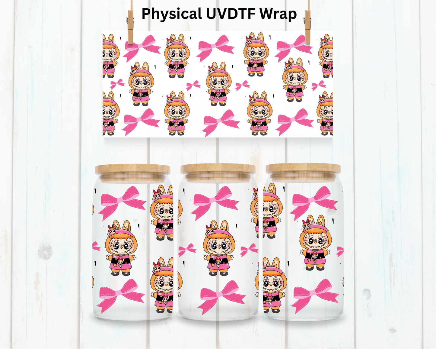 Mini Puff Girl and Bow LaBu Bear - 16 oz / 20 oz Libby UV DTF