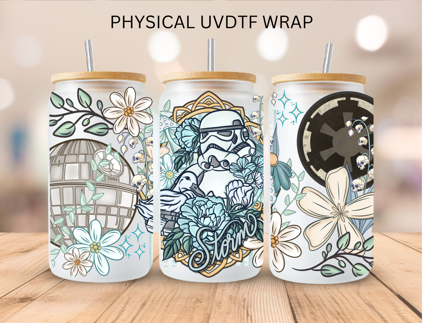White Sky Wars Storm - 16 oz / 20 oz Libby UV DTF Wrap