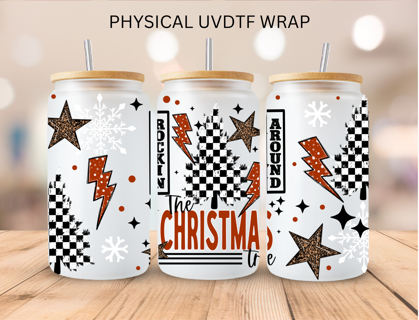 Rockin Around The Christmas Tree - 16 oz / 20 oz Libby UV DTF Wrap