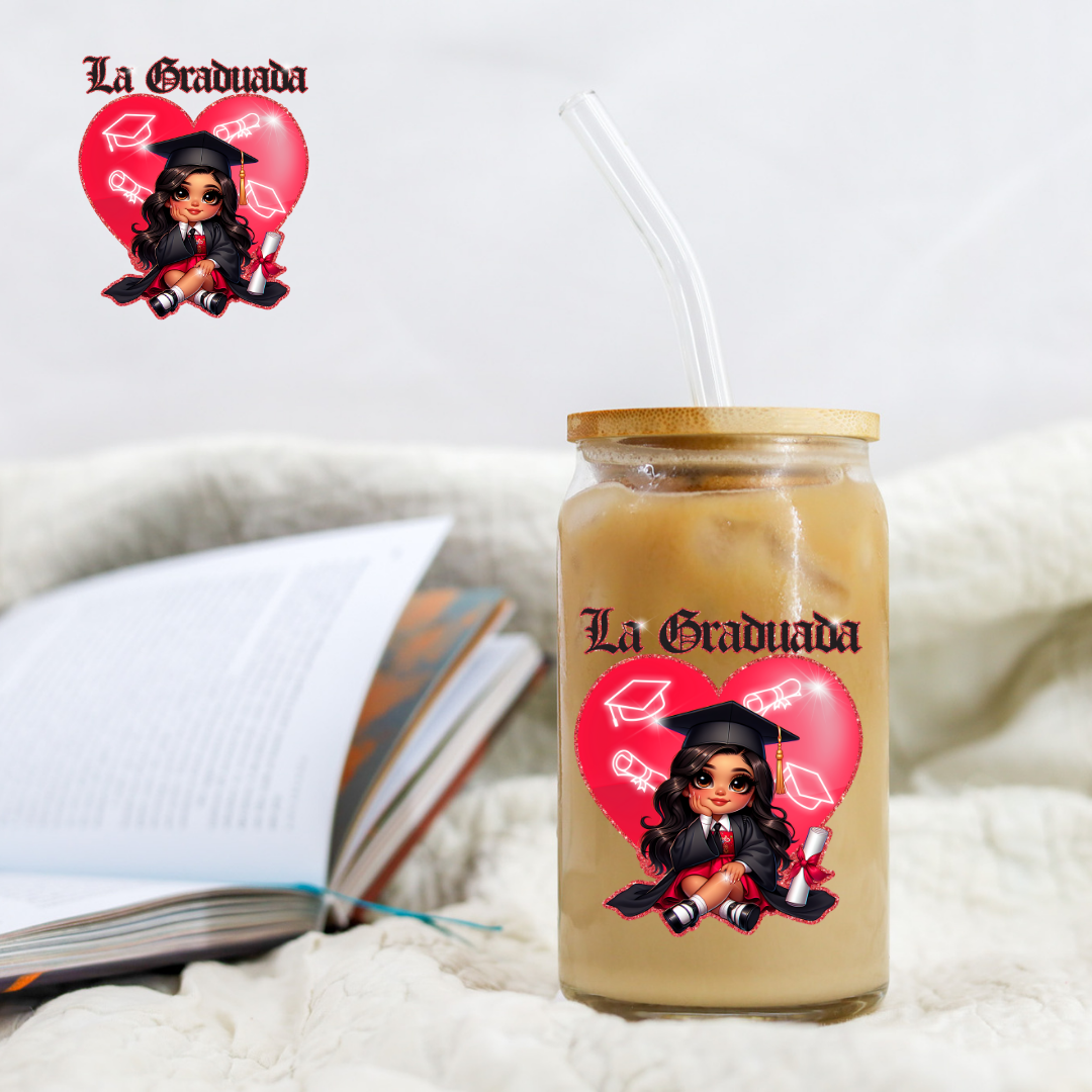 Chicano Graduation Pink Heart La Graduada - UV DTF Libby Decal
