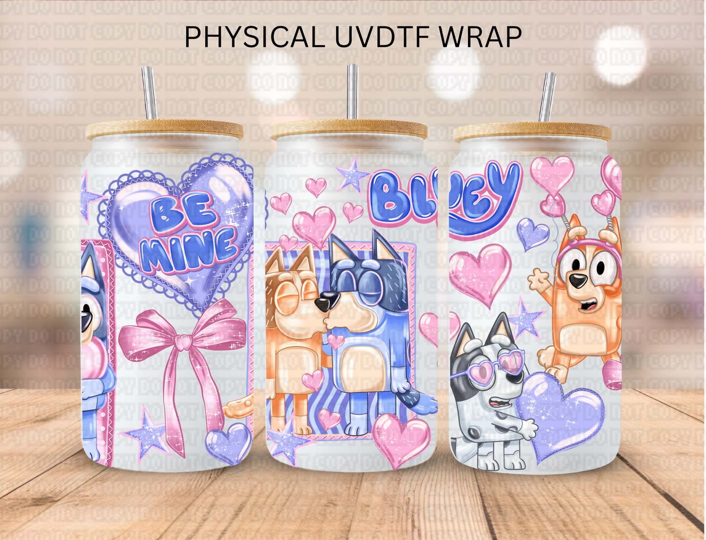Valentines Blue Dog Love - 16 oz / 20 oz Libby UV DTF