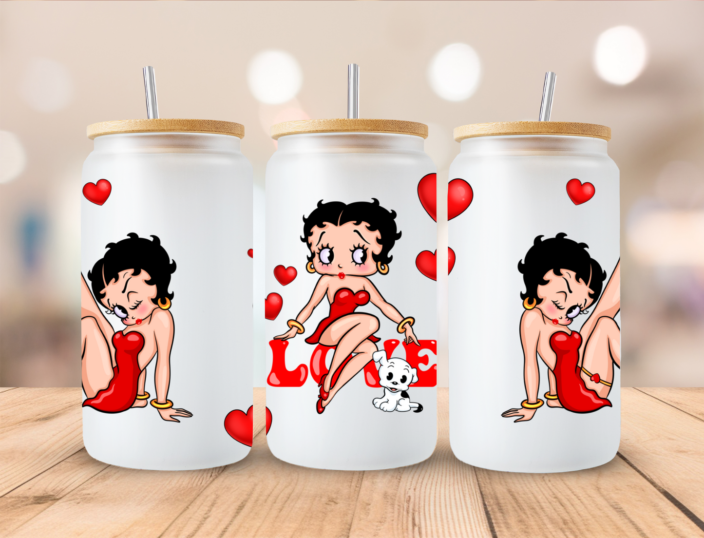 Valentines Boop Love - 16 oz / 20 oz Libby UV DTF Wrap