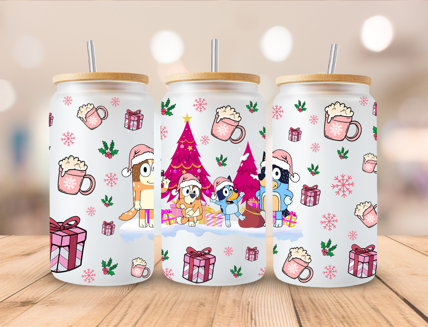 Christmas Dog Trees - 16oz Libby UV DTF Wrap