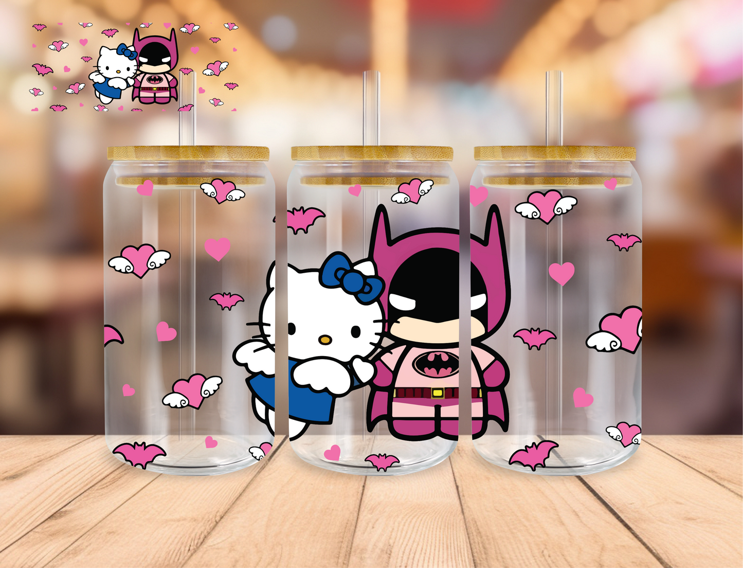 Batman Hero And Kitty - 16 oz / 20 oz Libby UV DTF Wrap