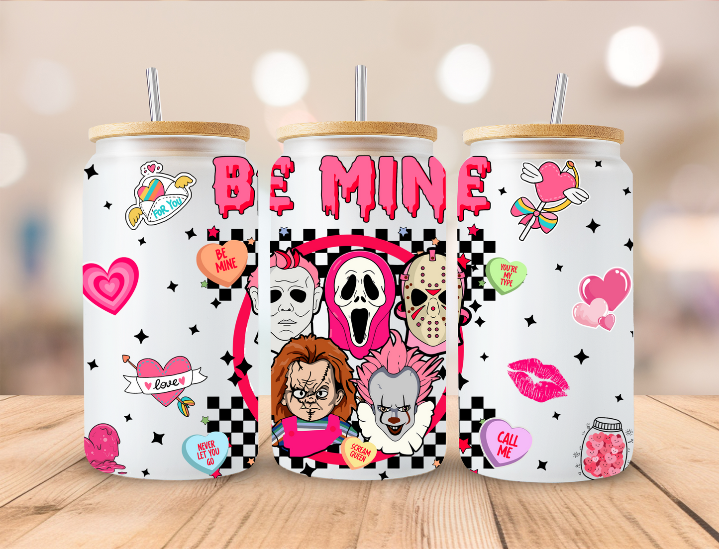 Valentines Horror Be Mine - 16 oz / 20 oz Libby UV DTF Wrap