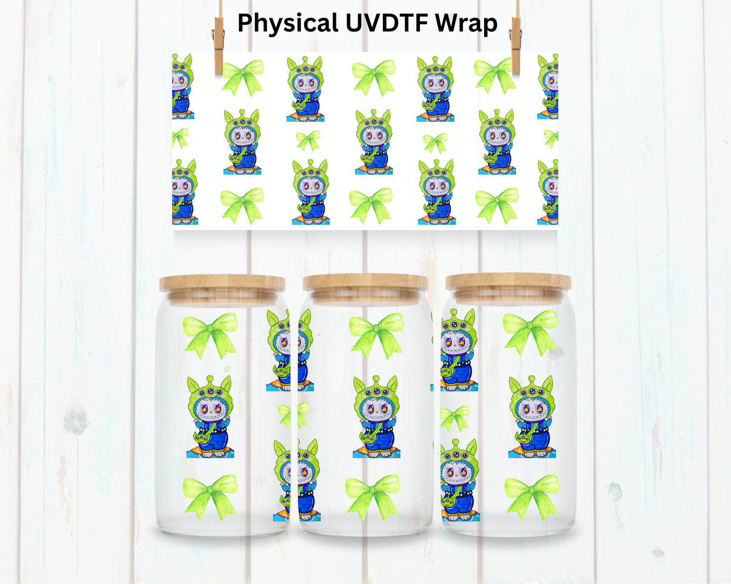 Mini Alien and Bow LaBu Bear - 16 oz / 20 oz Libby UV DTF