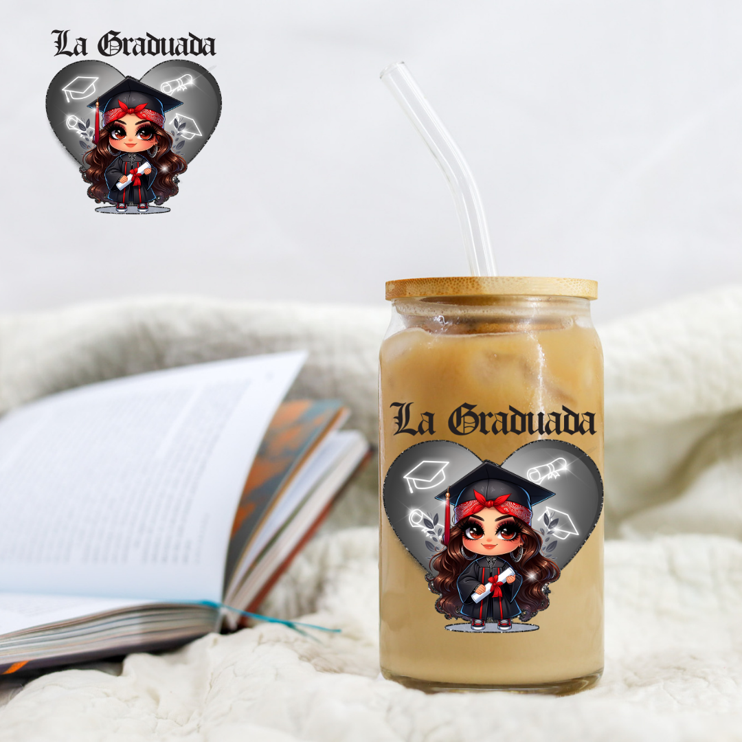 Chicano Graduation Gray Heart La Familia - UV DTF Libby Decal